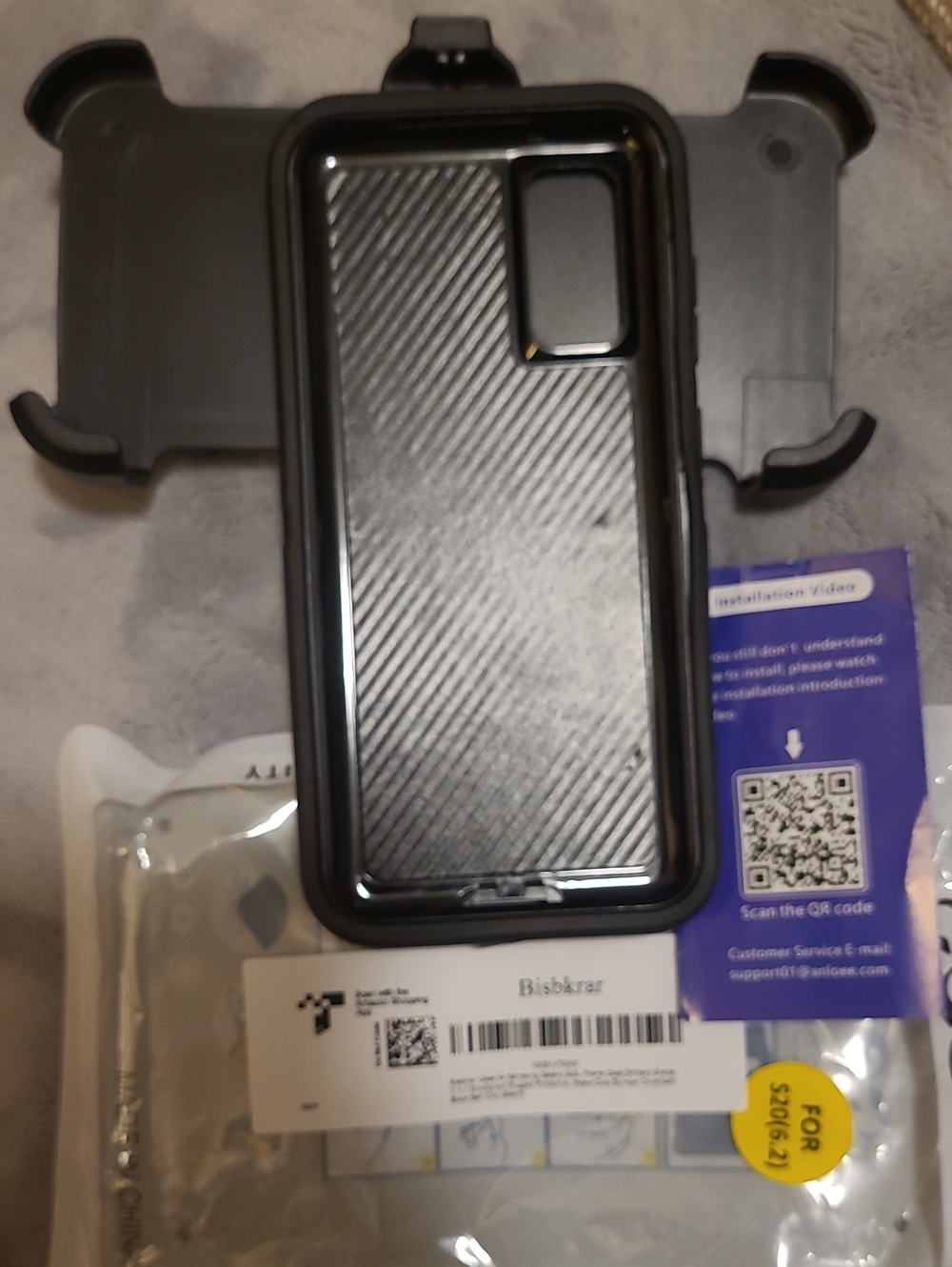 Samsung S20 6.2 Black Rugged Waterproof Phone Case with Belt Clip